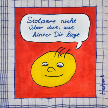 Spruch, Acrylmalerei auf Geschirrtuch